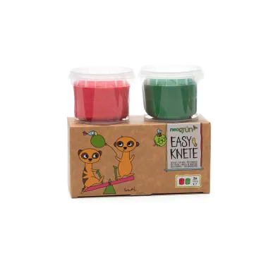 Coffret 2 pots pâte modeler rouge + vert