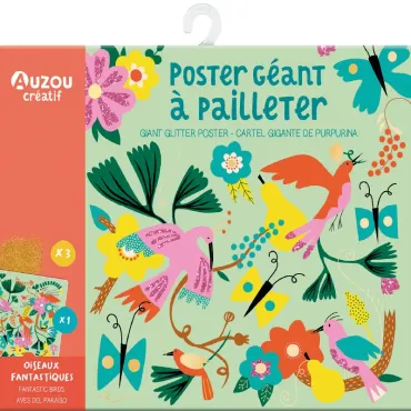 Poster géant à pailleter - Oiseaux fantastiques