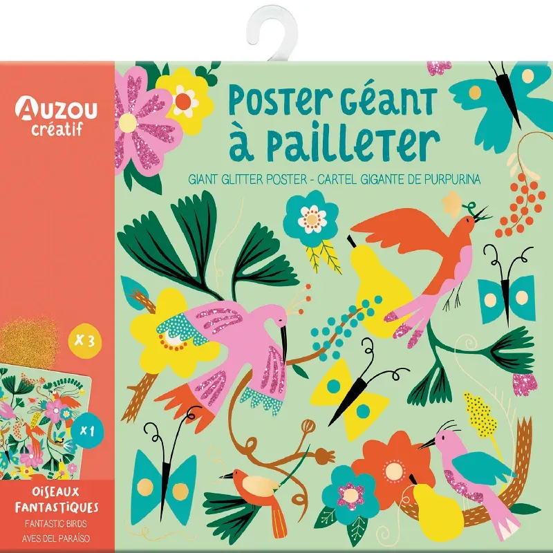 Poster géant à pailleter - Oiseaux fantastiques