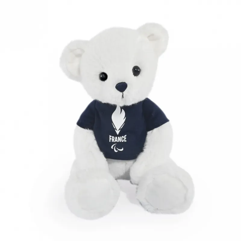 Ours Blanc avec T-shirt Equipe de France - 30 cm